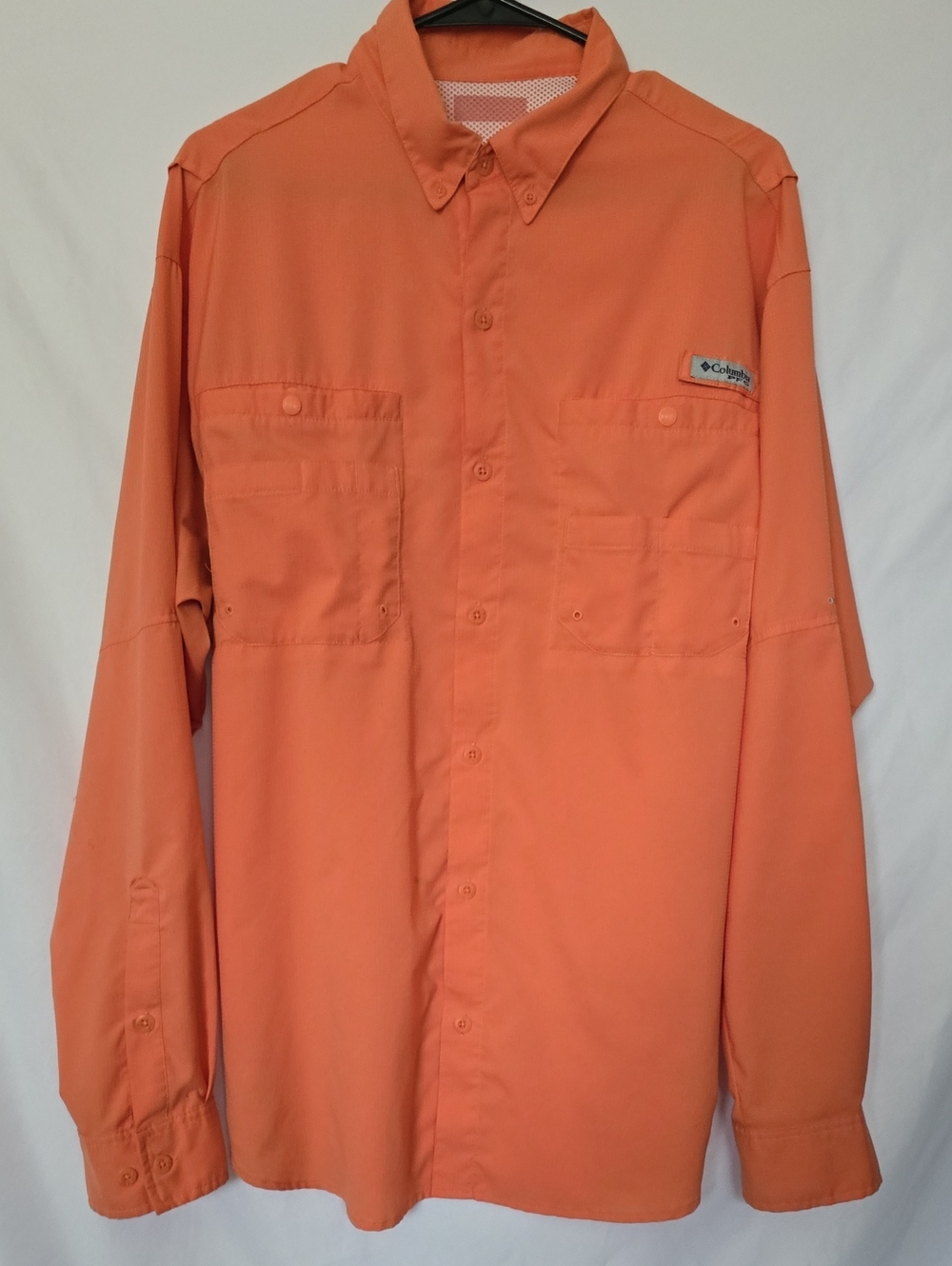 Columbia Men’s Long Sleeve Orange Button-Up Outdoor Shirt